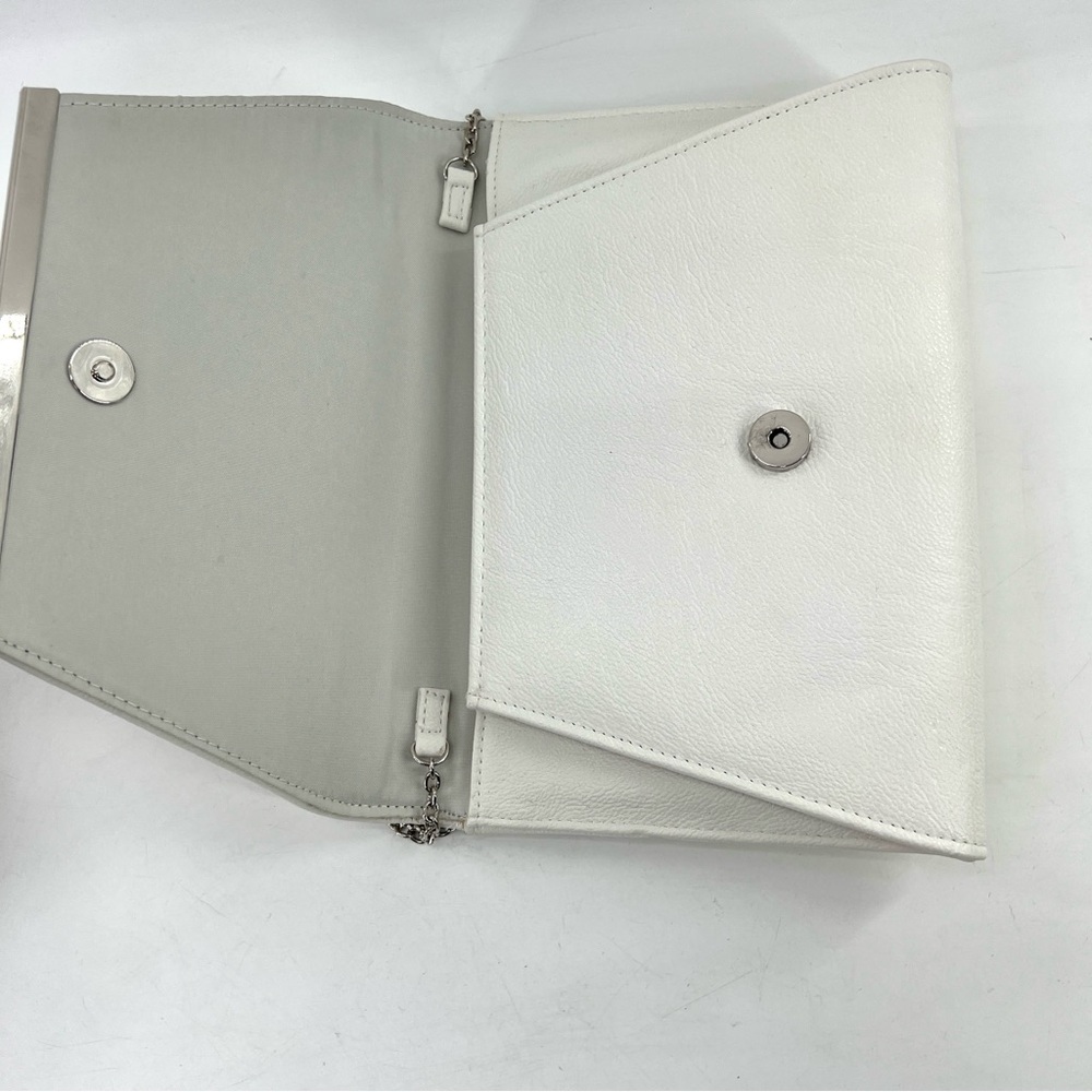 Woven Faux Leather envelope‎ clutch shoulder Bag White Silver lulu Townsend - Picture 6 of 14